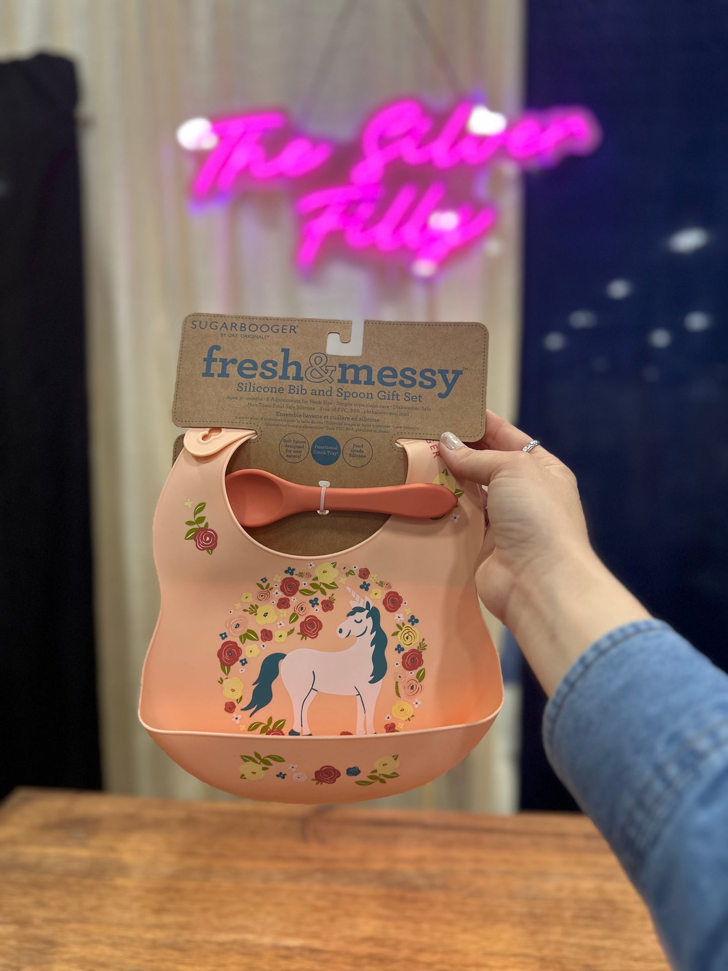 Silicone bib and spoon set