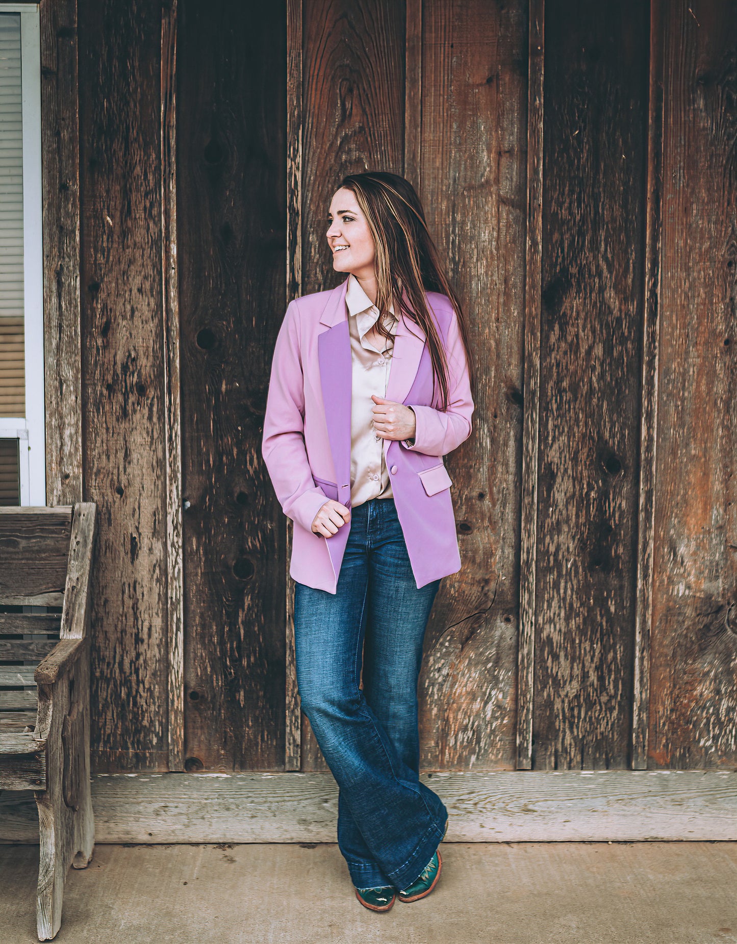 LAVENDER COLOR BLOCK BLAZER