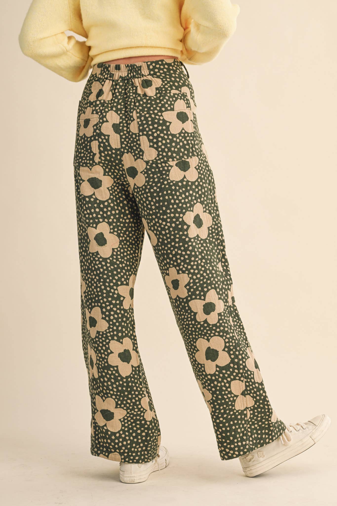 FLORAL PRINT HIGH WAISTED PANTS