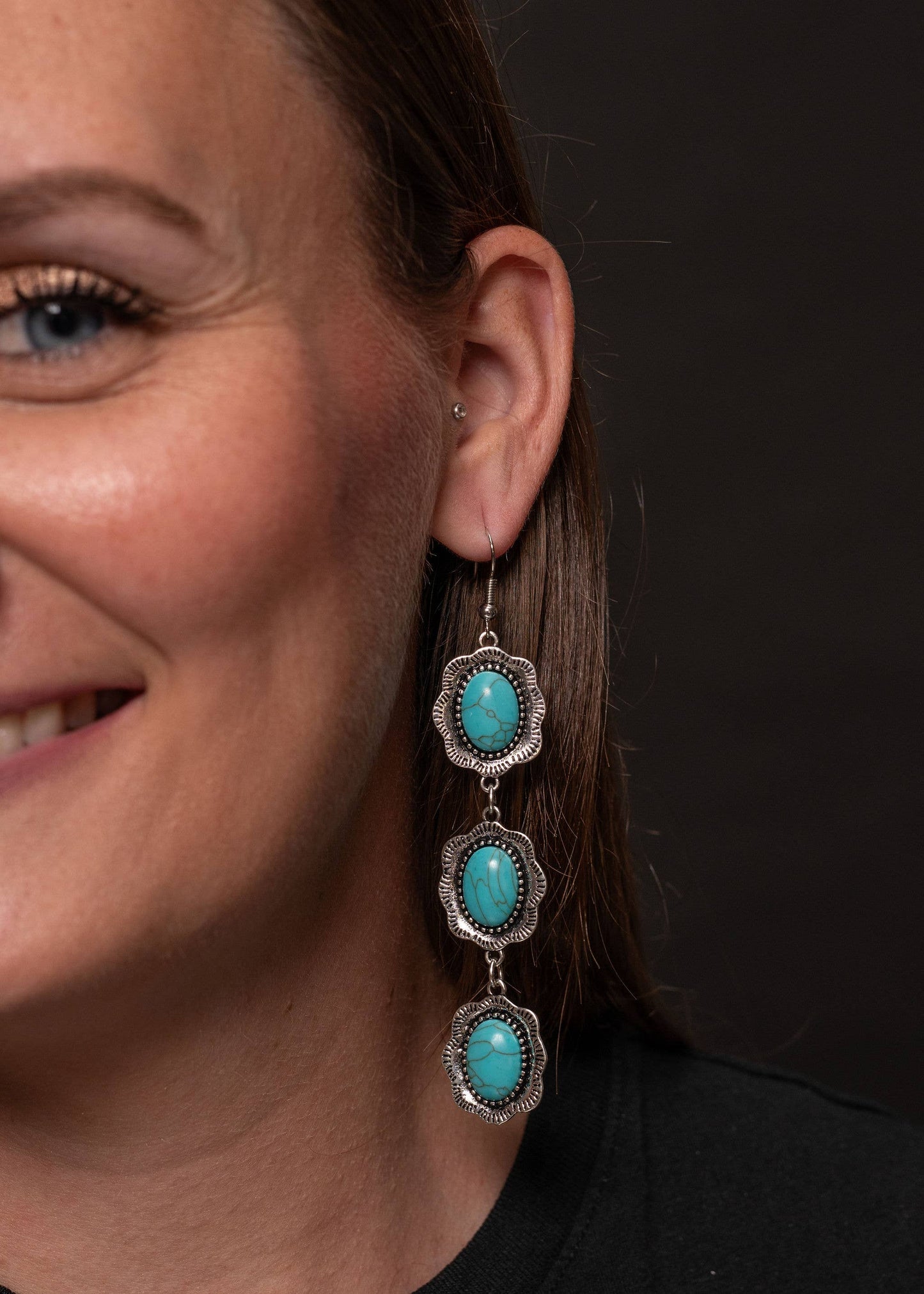 3 Tier Turquoise Earring on Fishhook
