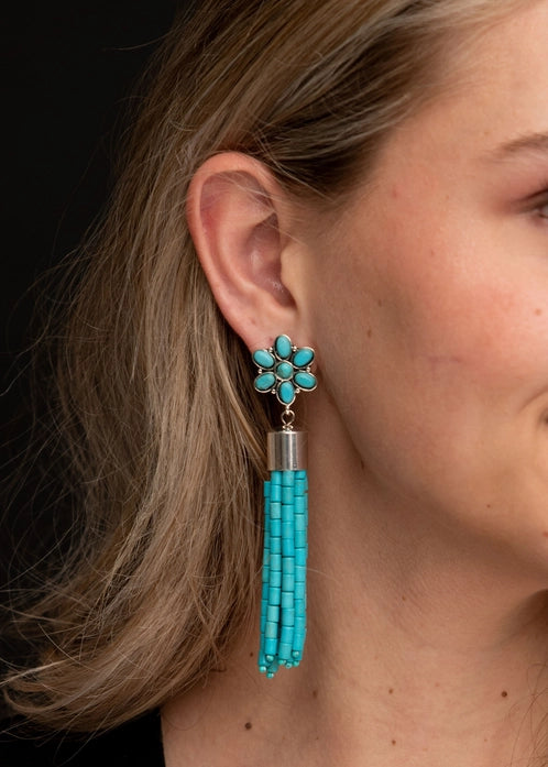 TURQUOISE TASSEL EARRINGS