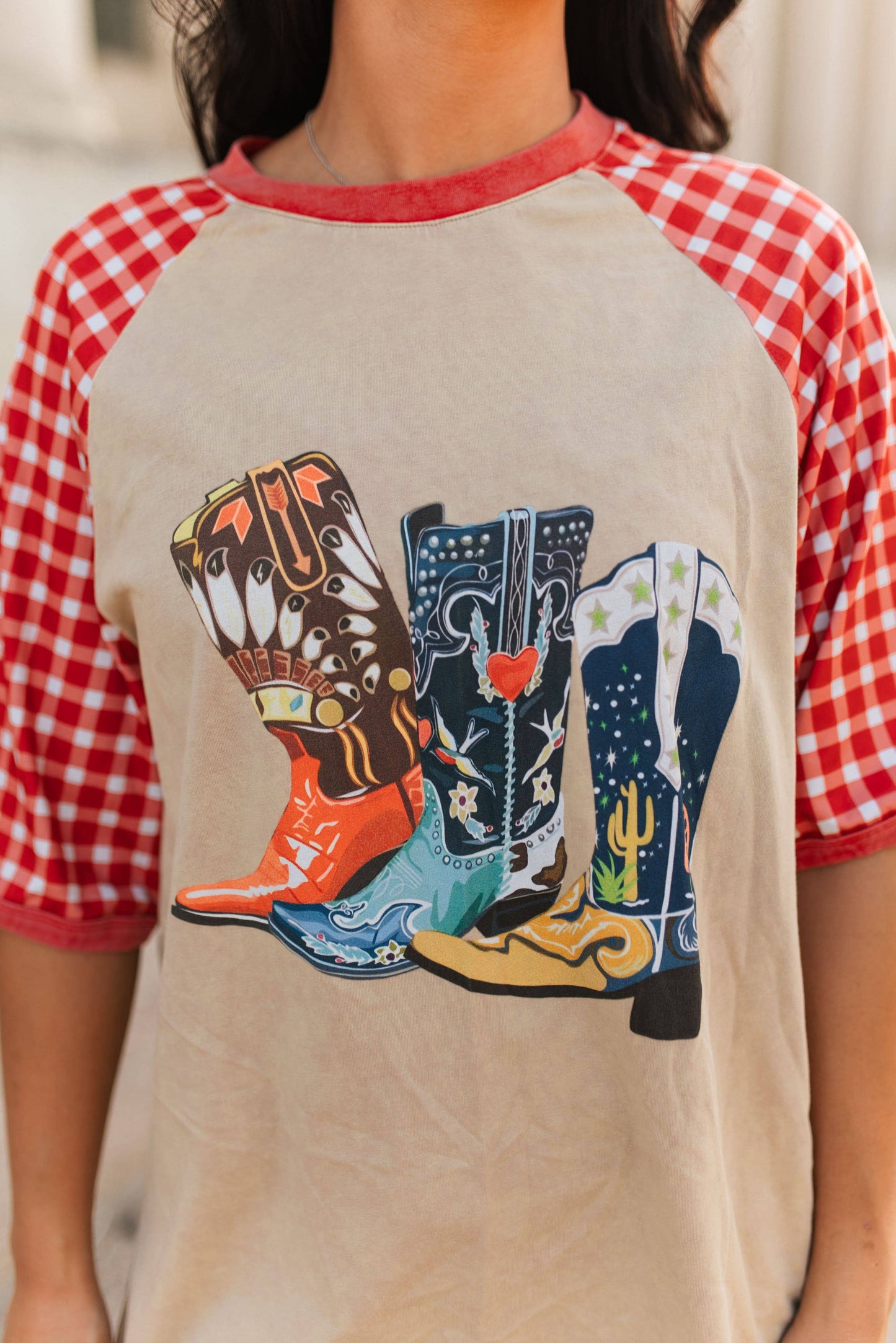 RED GINGHAM BOOT