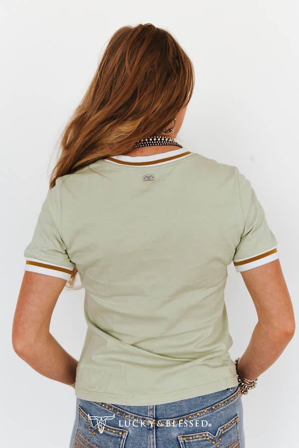 Pistachio Cactus Boots Vintage Studded Short Sleeve Shirt