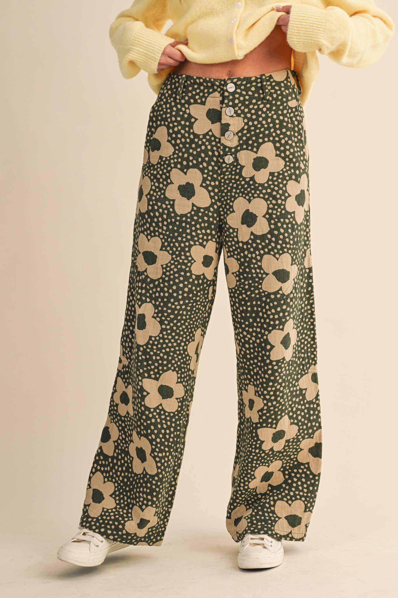 FLORAL PRINT HIGH WAISTED PANTS