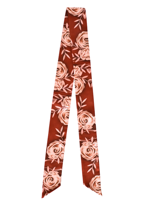 Rustic Wild Roses in Oxblood Western Twilly Scarf