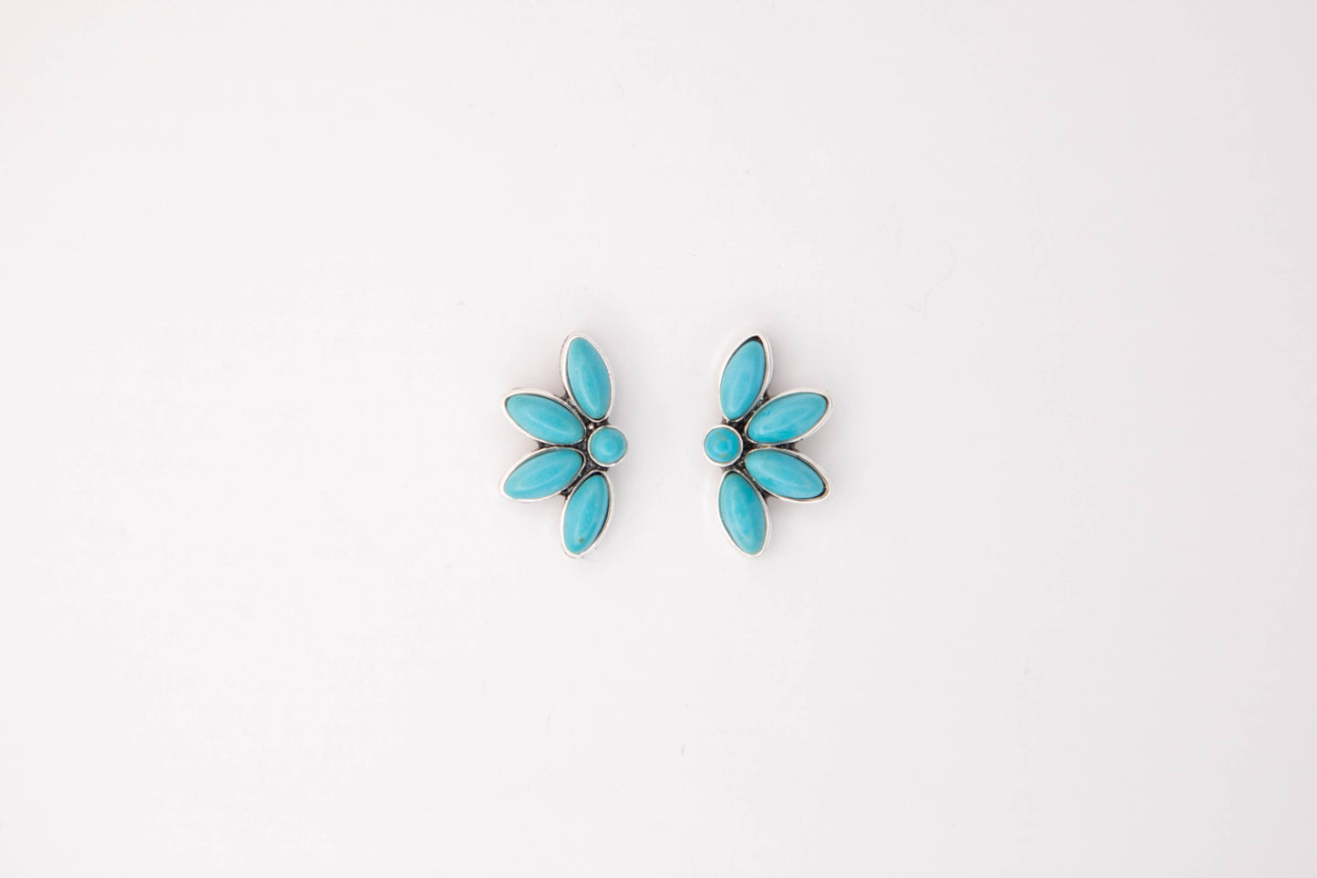 1" Dainty Half Flower Turquoise Post Earring